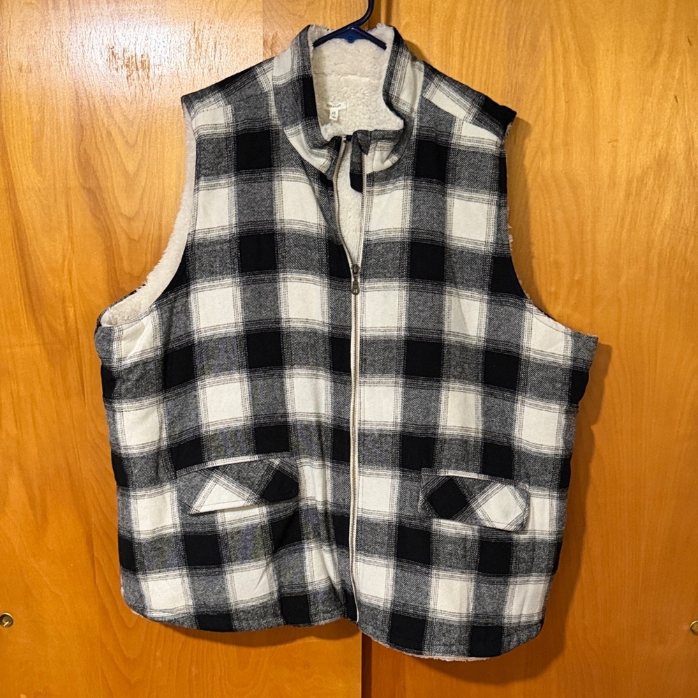 Maurices Checkered Black and White Vest